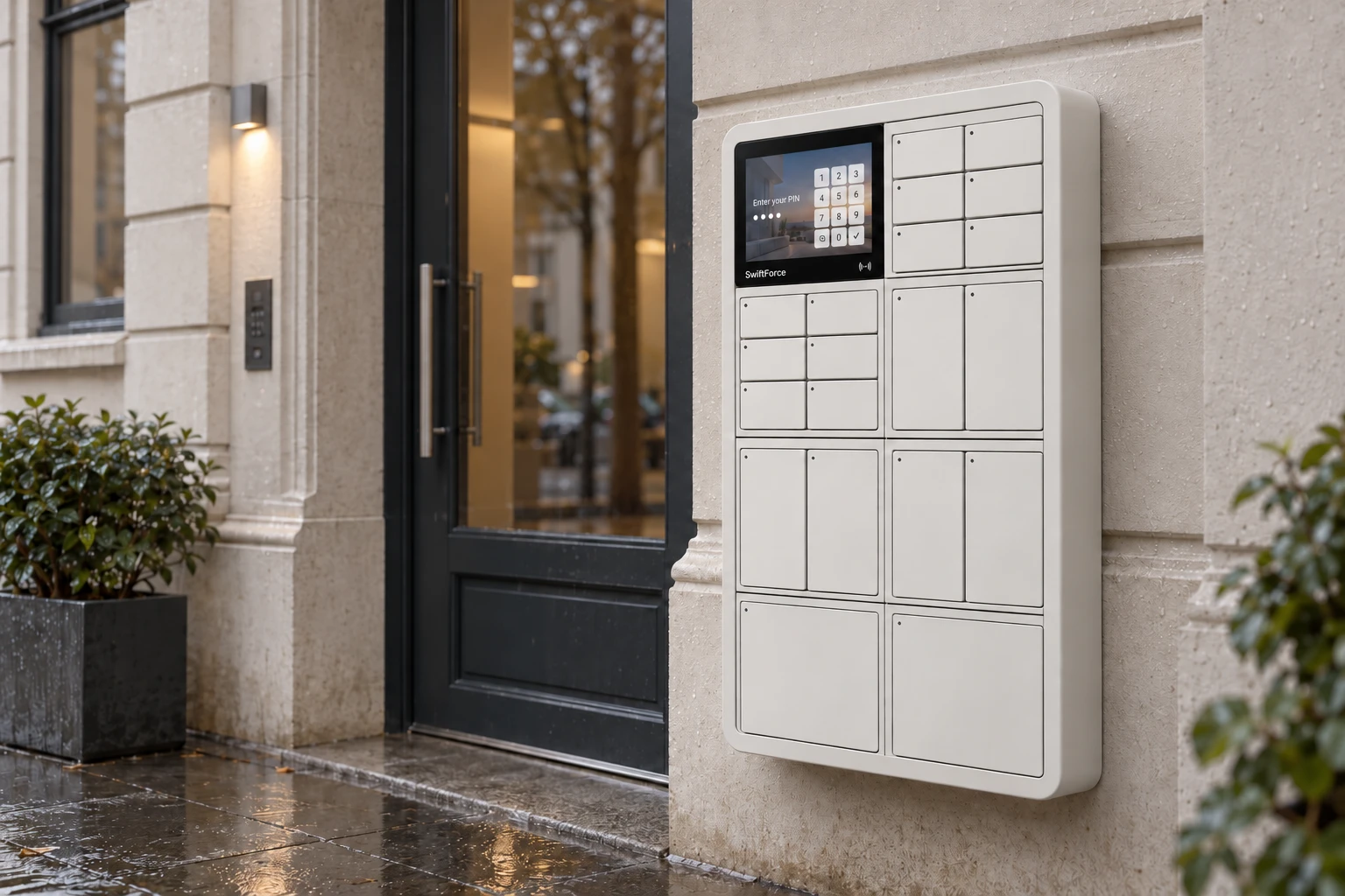 Nova cabinet at the entrance of a residential building