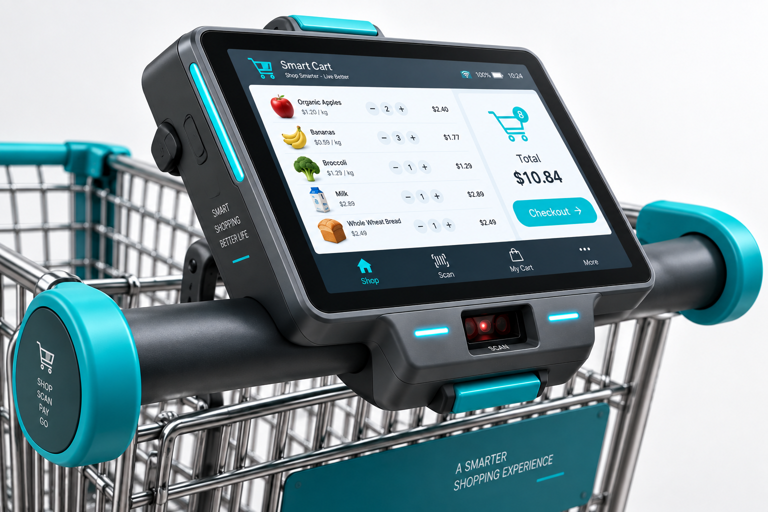 SwiftCart terminal on shopping cart