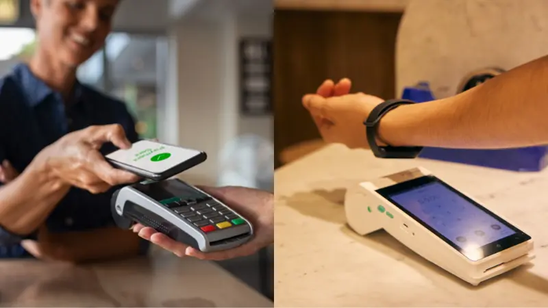 Usuario que utiliza etiquetas NFC en su reloj inteligente