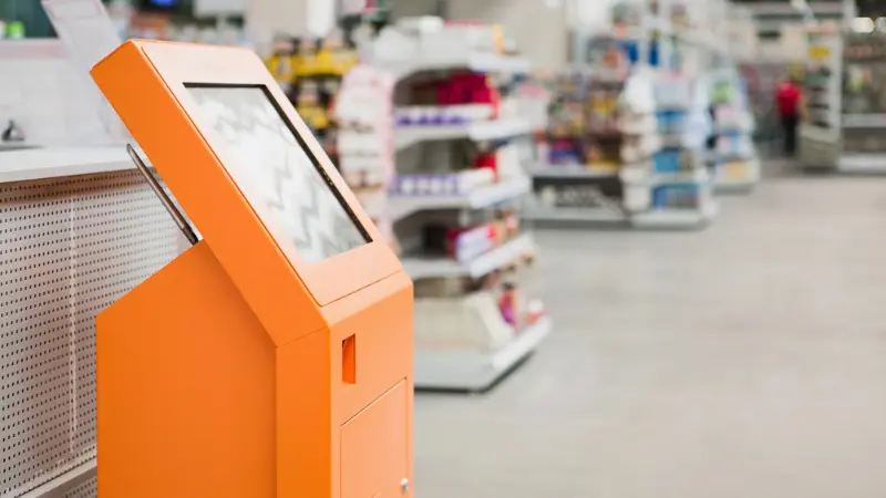 a payment kiosk at a grocery store